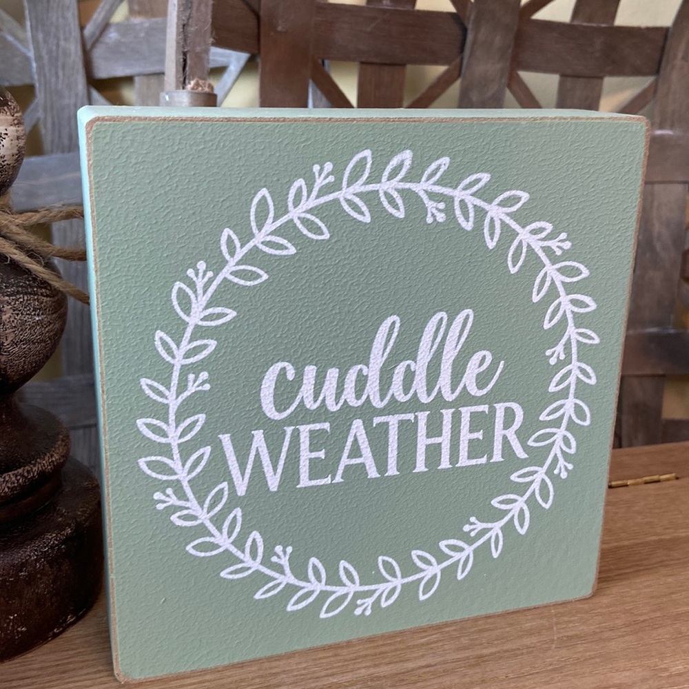 NEW! Shabby Chic Cottage Farmhouse Fall Harvest Cuddle Weather Wood Sign - Picture 7 of 7